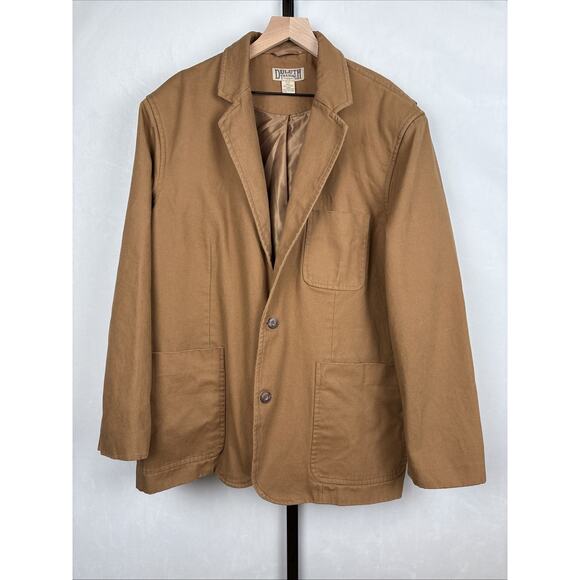 Duluth Trading Co Fire Hose Presentation Jacket Men's 2XL Brown Canvas Blazer